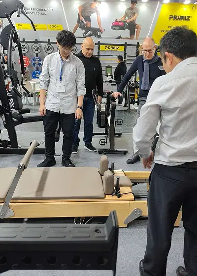 Pilates reformer interaction at ISPO 2025