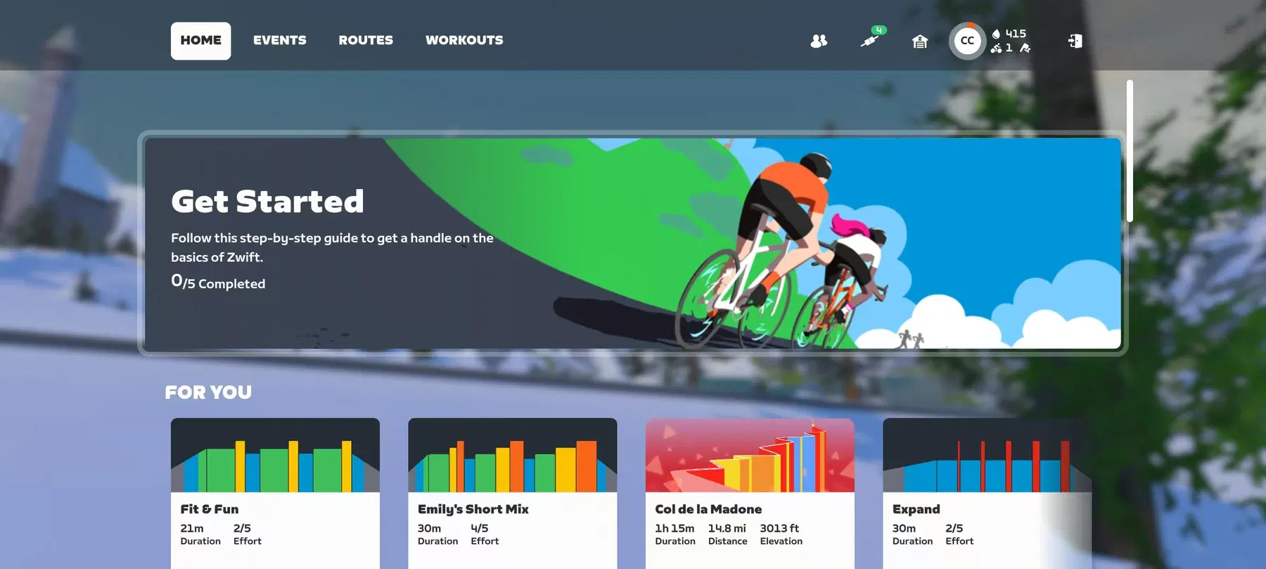 ZWIFT dashboard