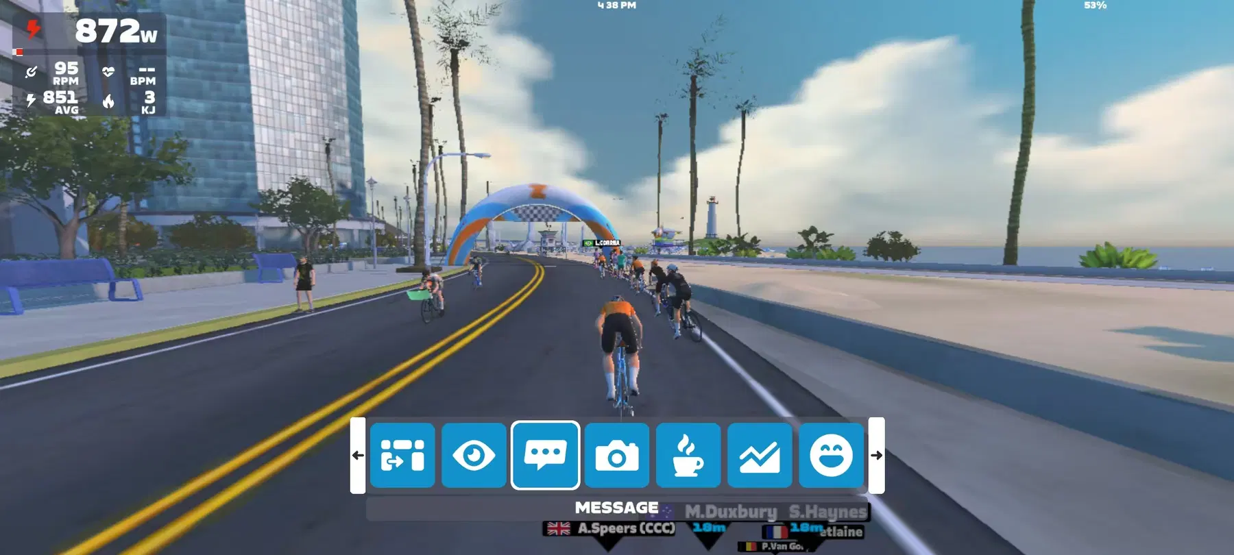 ZWIFT in-ride view